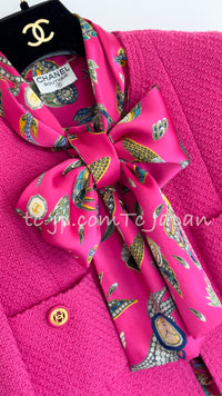 CHANEL 91A Vintage Pink Wool Silk Tweed Jacket Skirt Suit Tops 36 38 シャネル ヴィンテージ ピンク ウール シルク ツイード ジャケット スカート ブラウス トップス スーツ 即発