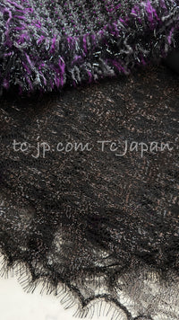 CHANEL 03A Purple Black Metallic Wool Tweed Jacket 38 40 シャネル パープル ブラック ウール ツイード ジャケット 即発