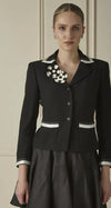 CHANEL 03S Black Silver White Trim Blazer Jacket 46 シャネル ブラック シルバーホワイト トリム ブレザー ジャケット 即発