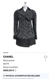 CHANEL 11A Black Gray Silk Wool Boucle Tweed Jacket Coat 36 38 シャネル ブラック グレー シルク ウール ブークレ ツイード ジャケット コート 即発