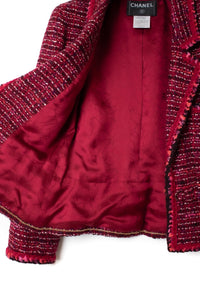 CHANEL 01A Red Pink Wool Tweed Jacket 34 36 38 40 シャネル レッド ピンク ウール ツイード ジャケット 即発