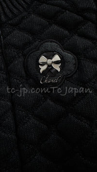 CHANEL 09A Black Quilted Wool Zipper Jacket Cardigan 36 38 40 シャネル ブラック キルト ウール ジッパー ジャケット カーディガン 即発