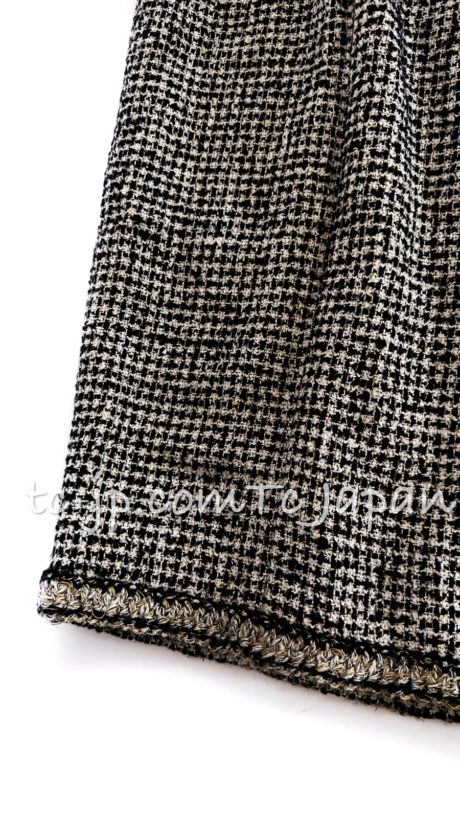 CHANEL 10C Black Ivory Stand Collar Tweed Jacket Skirt 40 シャネル スタンドカラー・ツイード・ジャケット・スカート