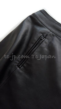 CHANEL 01A Black Lambskin Leather Skirt 36 シャネル ブラック・ラムスキン・レザー・スカート 即発