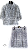 CHANEL 05A Gray Silver Mix Wool Tweed Skirt Jacket 36 38 シャネル グレー シルバー ふんわり ウール ツイード スカート ジャケット 即発