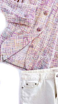 CHANEL 98S Vintage Purple Pink Multicolor Jacket Skirt Suit 36 シャネル ヴィンテージ・パープル・ピンク・マルチカラー・ジャケット・スカート・スーツ 即発