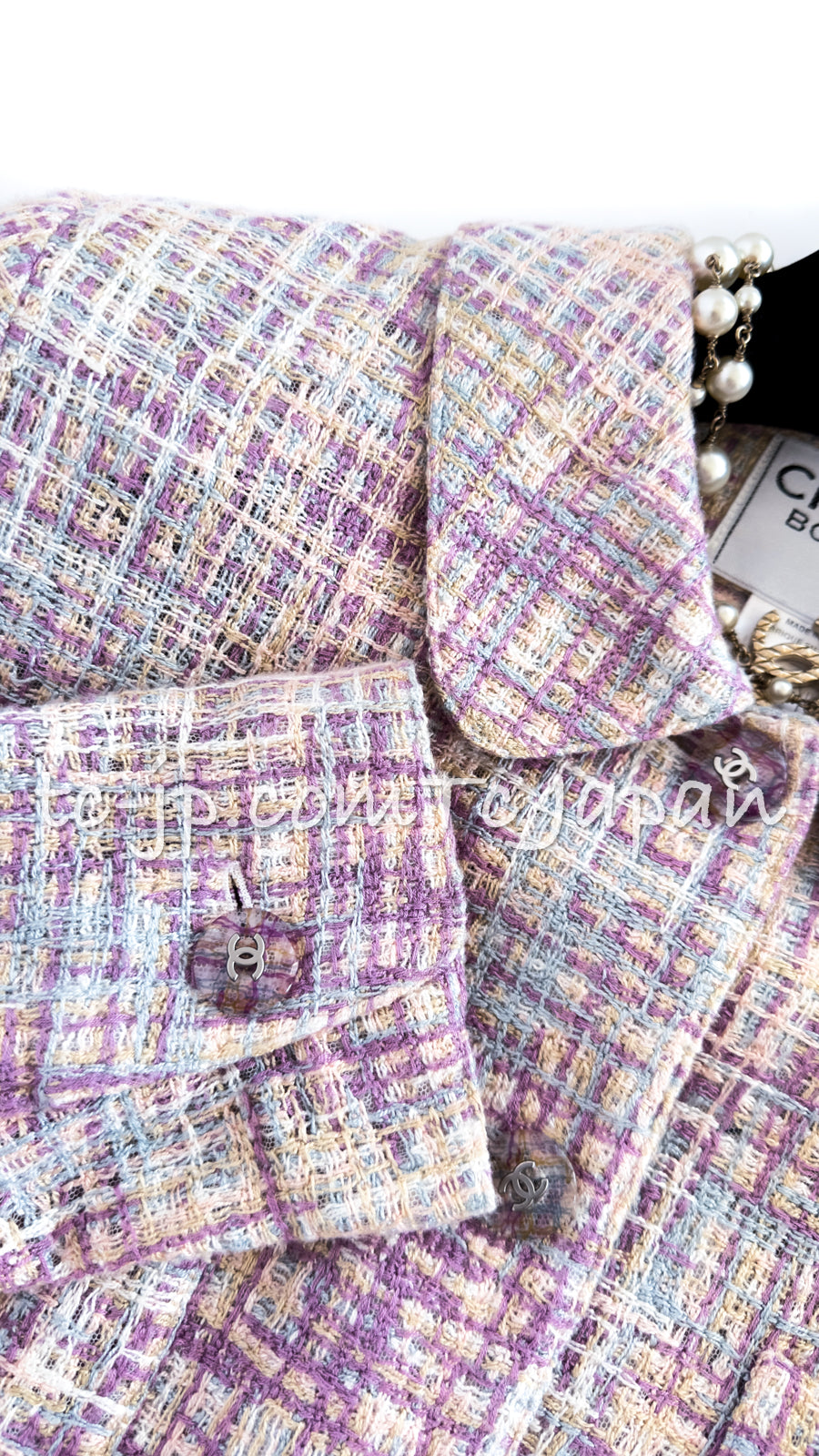 CHANEL 98S Vintage Purple Pink Multicolor Jacket Skirt Suit 36 シャネル ヴィンテージ・パープル・ピンク・マルチカラー・ジャケット・スカート・スーツ 即発