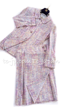 CHANEL 98S Vintage Purple Pink Multicolor Jacket Skirt Suit 36 シャネル ヴィンテージ・パープル・ピンク・マルチカラー・ジャケット・スカート・スーツ 即発