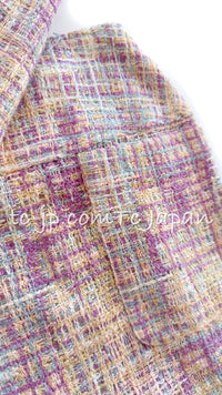 CHANEL 98S Vintage Purple Pink Multicolor Jacket Skirt Suit 36 シャネル ヴィンテージ・パープル・ピンク・マルチカラー・ジャケット・スカート・スーツ 即発