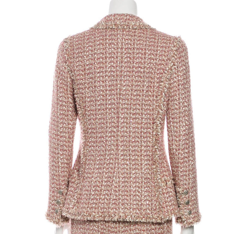 CHANEL 06C Pink Beige CC Buttons Tweed Jacket 38 シャネル ピンク ベージュ ココボタン ツイード ジャケット 即発