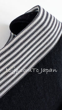 CHANEL 07S Black White Cashmere Silk Celebrity Bow Knit Tops 34 38 40 シャネル ブラック・カシミア・シルク・セレブのリボン・ニット・トップス 即発