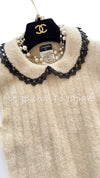 CHANEL 02A Beige Black Sleeveless Wool Knit Tops Sweater 38 シャネル ベージュ ブラック ノースリーブ ウール ニット トップス セーター 即発