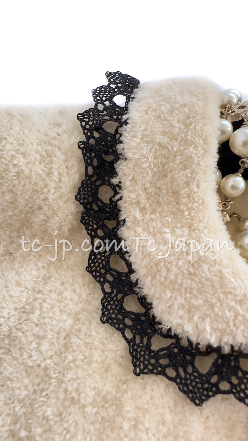 CHANEL 02A Beige Black Sleeveless Wool Knit Tops Sweater 38 シャネル ベージュ ブラック ノースリーブ ウール ニット トップス セーター 即発