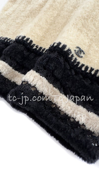 CHANEL 02A Beige Black Sleeveless Wool Knit Tops Sweater 38 シャネル ベージュ ブラック ノースリーブ ウール ニット トップス セーター 即発