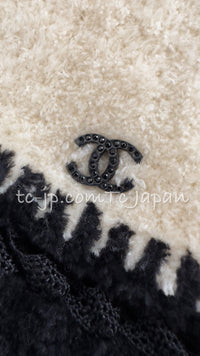 CHANEL 02A Beige Black Sleeveless Wool Knit Tops Sweater 38 シャネル ベージュ ブラック ノースリーブ ウール ニット トップス セーター 即発