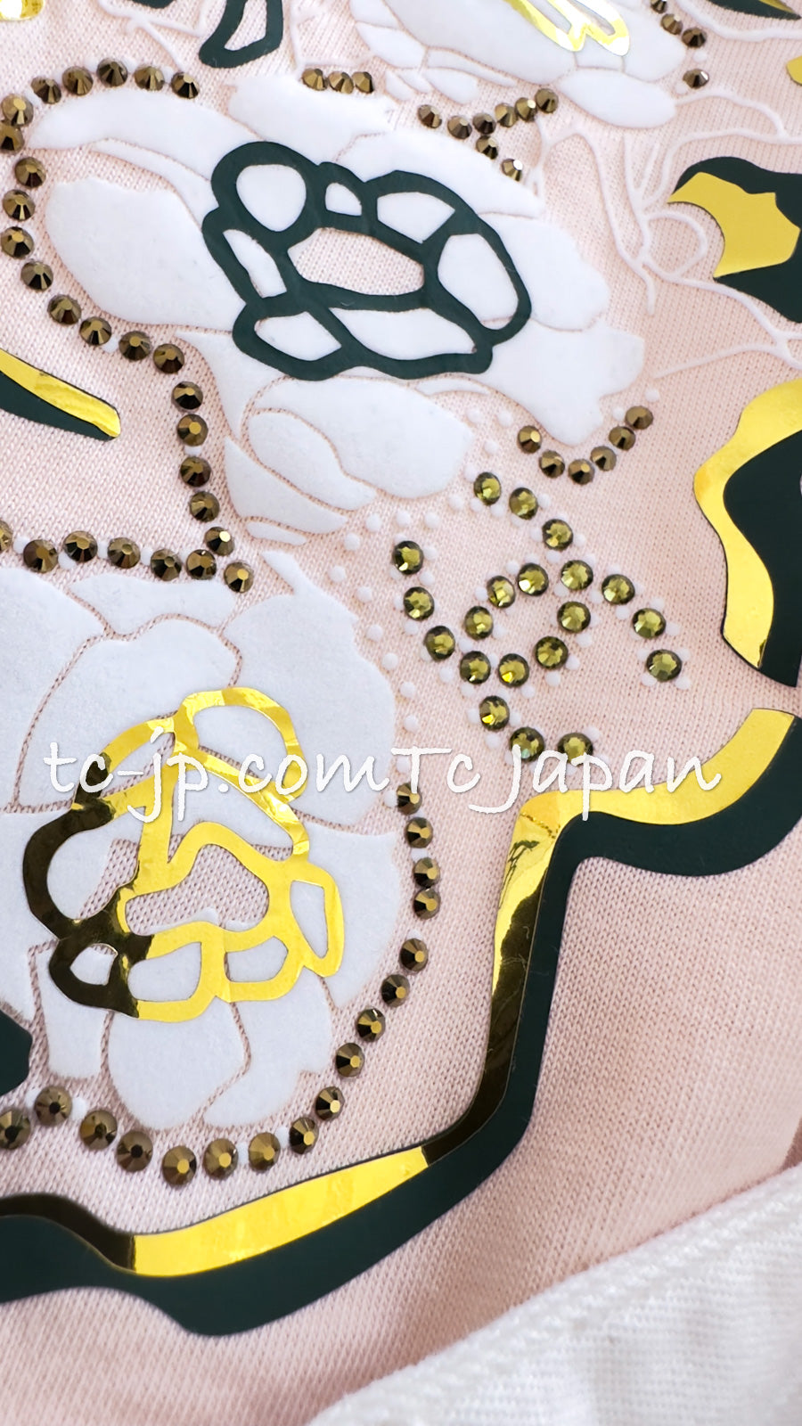 CHANEL 21PS CC Logo Camellia Rhinestone Cotton Sleeveless Tops T-shirt M シャネル CCロゴ・カメリア・ラインストーン・ノースリーブ・トップス・Tシャツ 即発