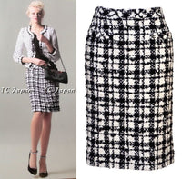 CHANEL 05S White Black Tweed Skirt 36 38 シャネル ホワイト ブラック ツイード スカート 即発