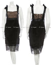CHANEL 07A Black Lace Velvet Party Cocktail Dress 40 42 シャネル スーパーモデル レース ブラック ベルベット ドレス ワンピース 即発