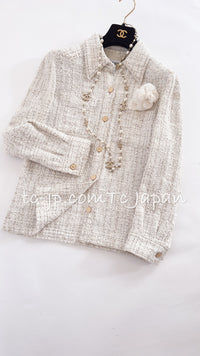 CHANEL 01S Ecru Ivory Shirts Cardigan Jacket 36 38 シャネル エクリュ・アイボリー・シャツ・カーディガンジャケット 即発