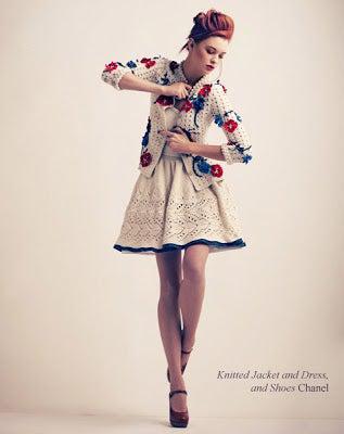 CHANEL 10S Flower Ivory Knit Sweater Tops Dress Cardigan 42 シャネル  花柄アップリケ・アイボリー・ニット・セーター・トップス・カーディガン・ワンピース 即発