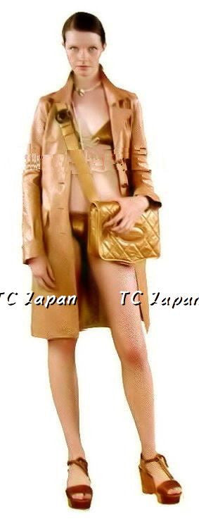 CHANEL 06S Gold Short Calf Leather Coat Jacket 38 42 シャネル カーフ・レザー・ゴールド・ジャケット コート 即発 - シャネル TC JAPAN