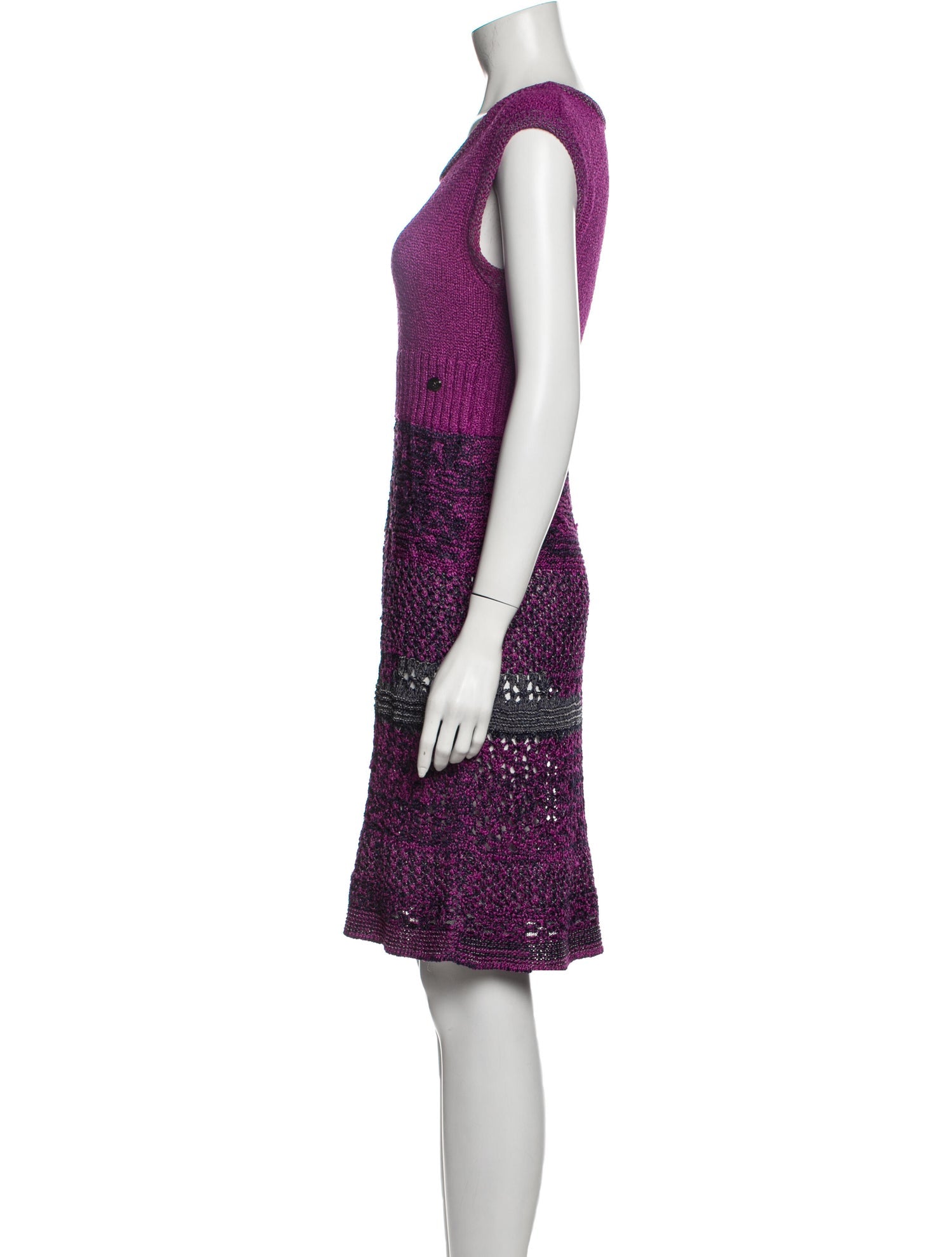 CHANEL 12S Magenta Navy Knit Dress 36 38 シャネル マゼンタ ネイビー ニット・ワンピース 即発