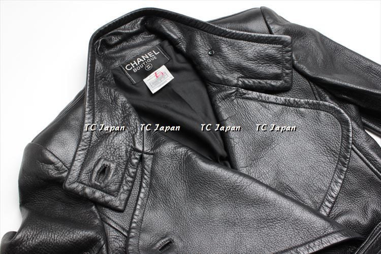 シャネル ブラック・レザー・コート CHANEL 97A Black Leather Trench
