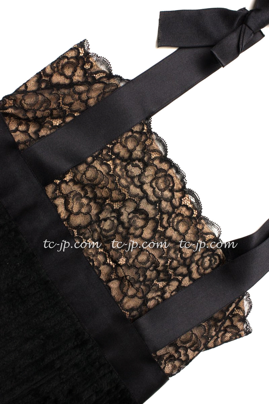 CHANEL 07A Black Lace Velvet Vintage Party Cocktail Dress 38 40 42 シャネル  スーパーモデル レース・ブラック・ベルベット ドレス ヴィンテージ・ワンピース 即発