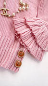 CHANEL 13C Cashmere Linen Knit Tops Sweater 38 40 42 シャネル ピンク カシミア リネン フリル ニット トップス セーター ココボタン 即発