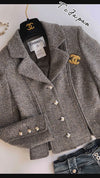 CHANEL 03A Grey Wool Tweed Jacket Skirt Suit 34 シャネル グレー・ウール・ツイード・ジャケット・スカート・スーツ