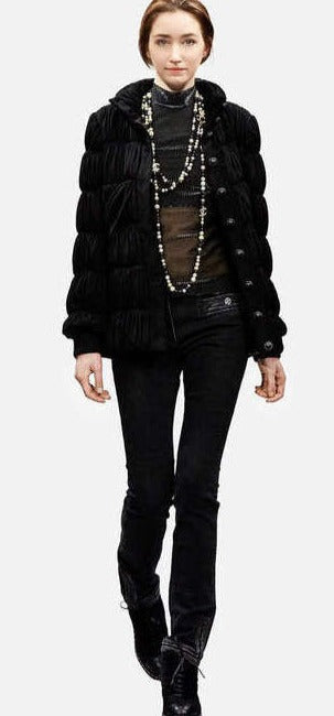 CHANEL 16B Black Viscose Jacket 38 シャネル 105万 ブラック ジャージ・フード付 ジャケット