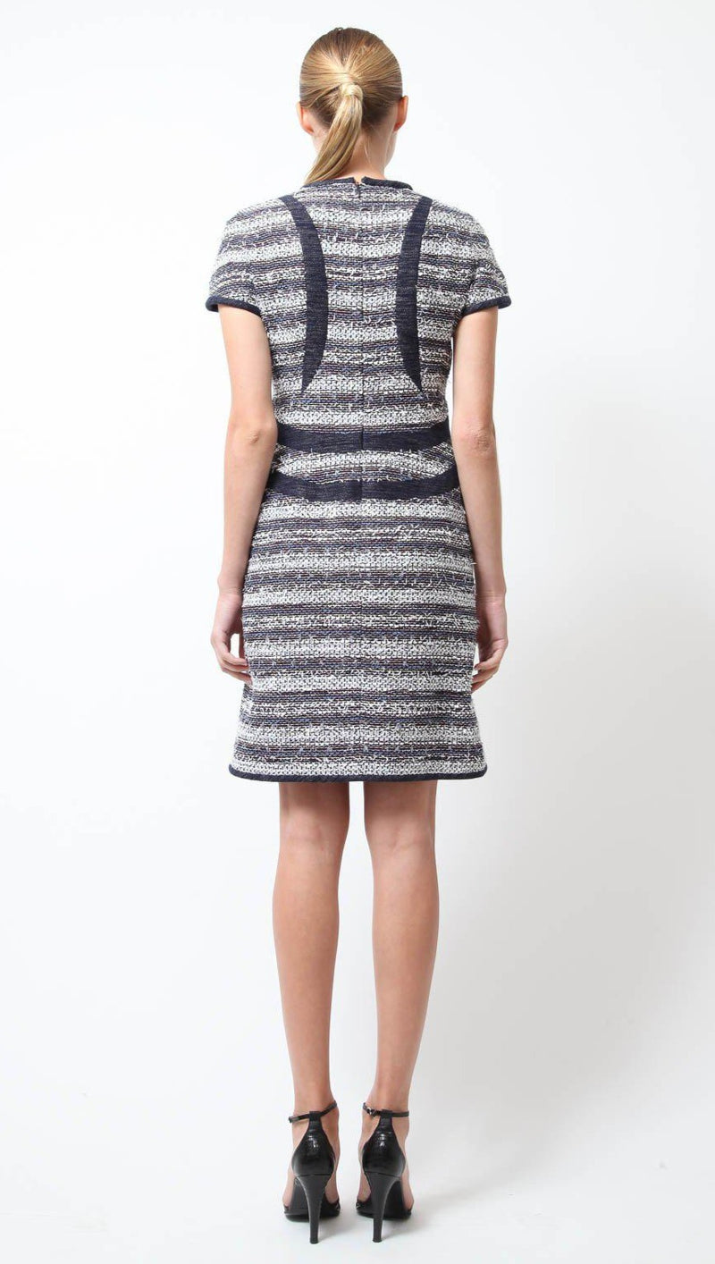 CHANEL 13S Keira Knightley Grey Stripe Tweed Dress 36 38 シャネル ツイード・ワンピース 新品同様 - シャネル TC JAPAN