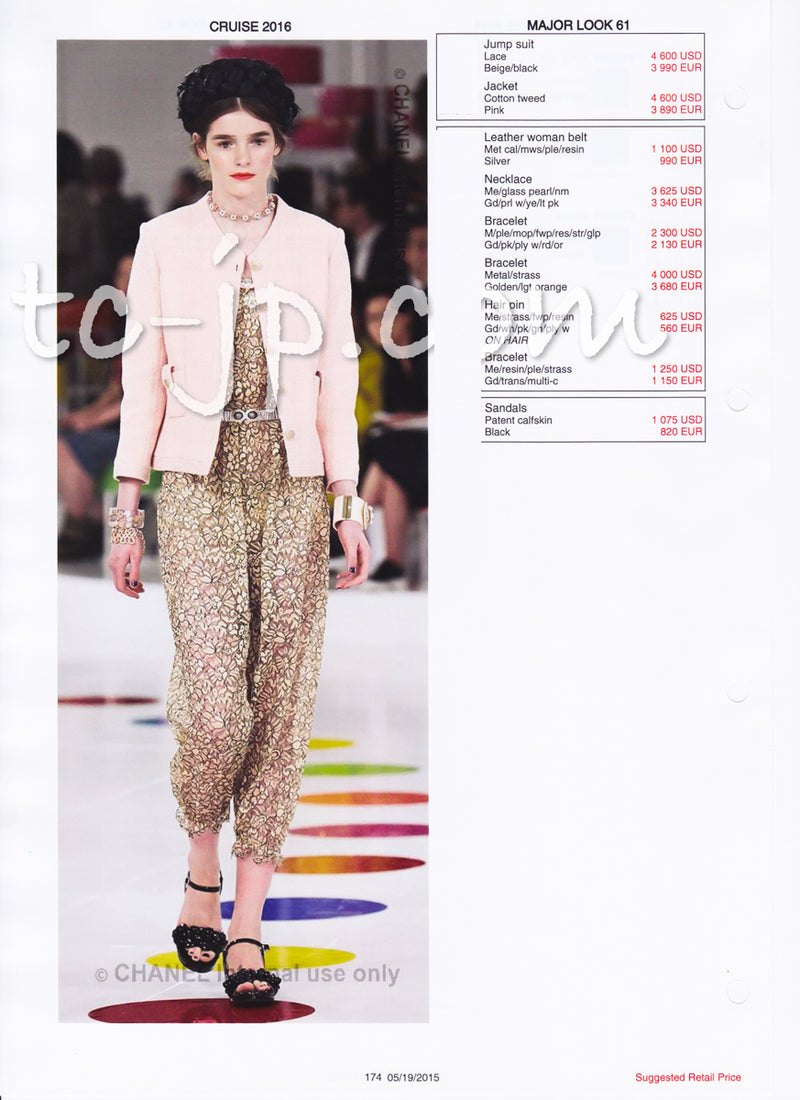 CHANEL 16C Pink Beige Collarless Jacket 40 シャネル ピンク・ベージュ・ツイード・ジャケット
