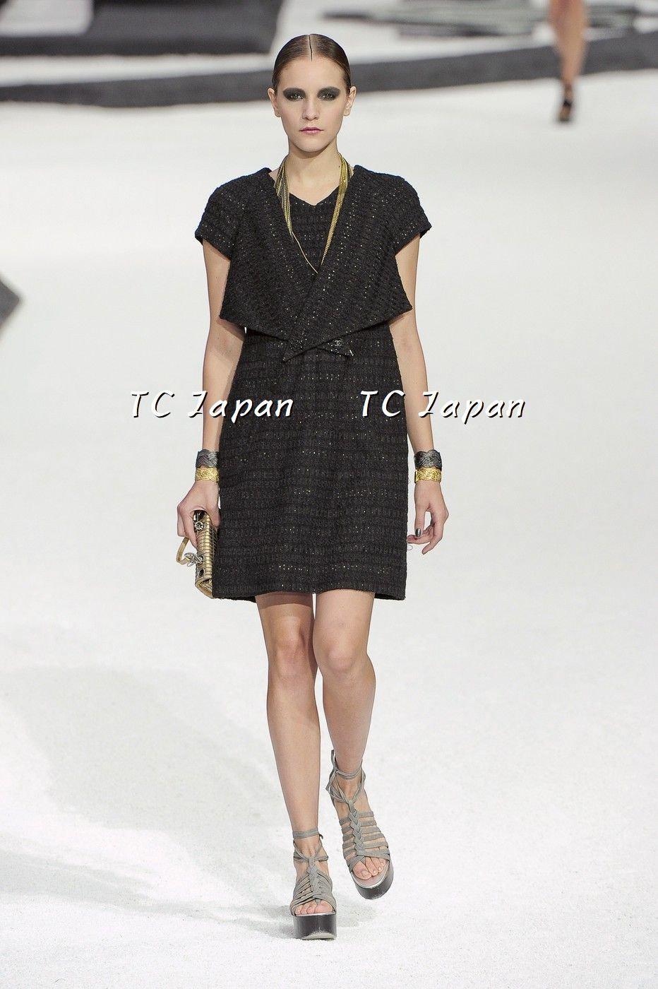 Chanel 11S Black Eyelet Dress 36 38 40 シャネル ブラック・ツイード・ワンピース - シャネル TC JAPAN