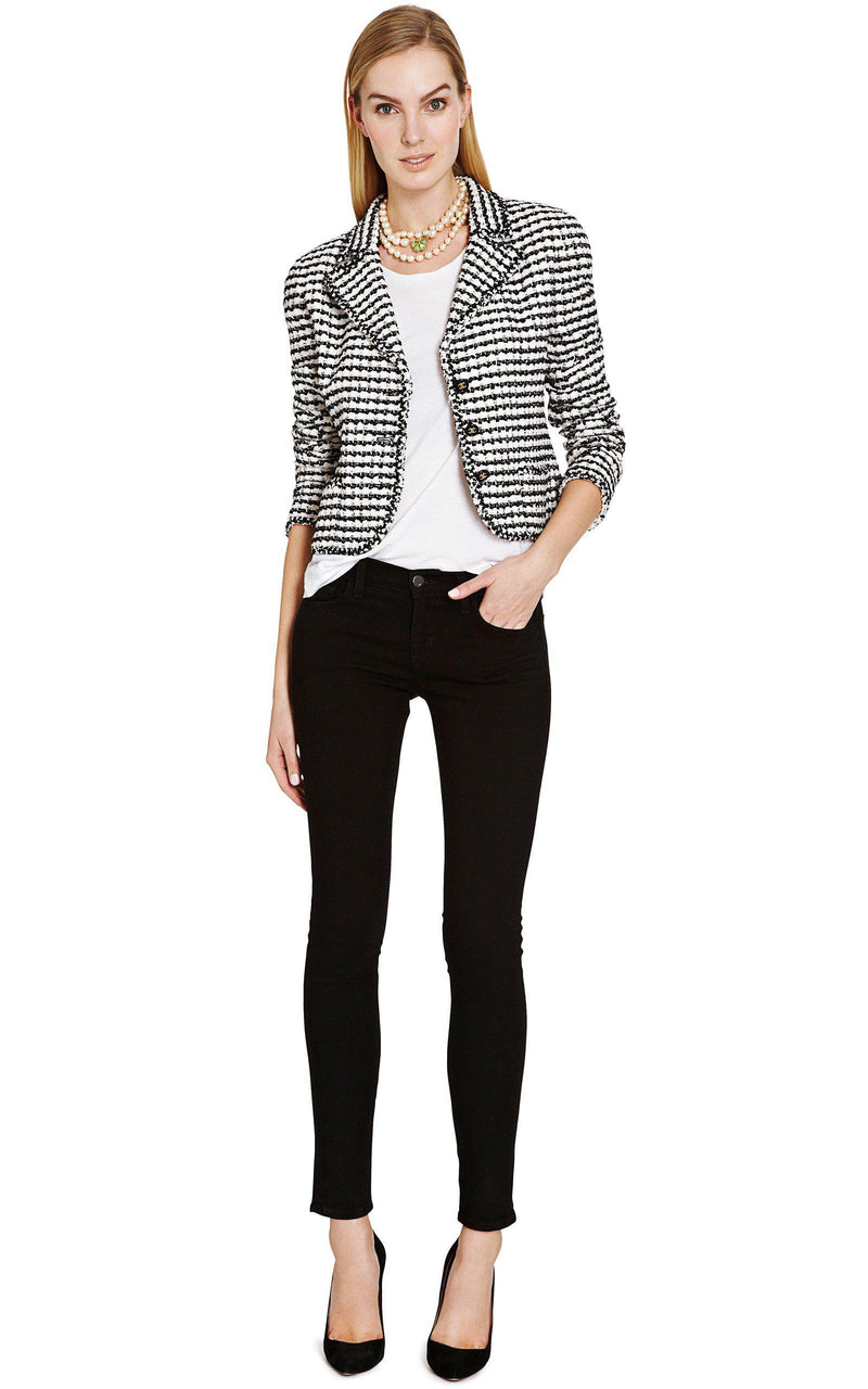 CHANEL 97S White Black Tweed Jacket 34 シャネル ホワイト・ブラック・ツイード・ジャケット 即発