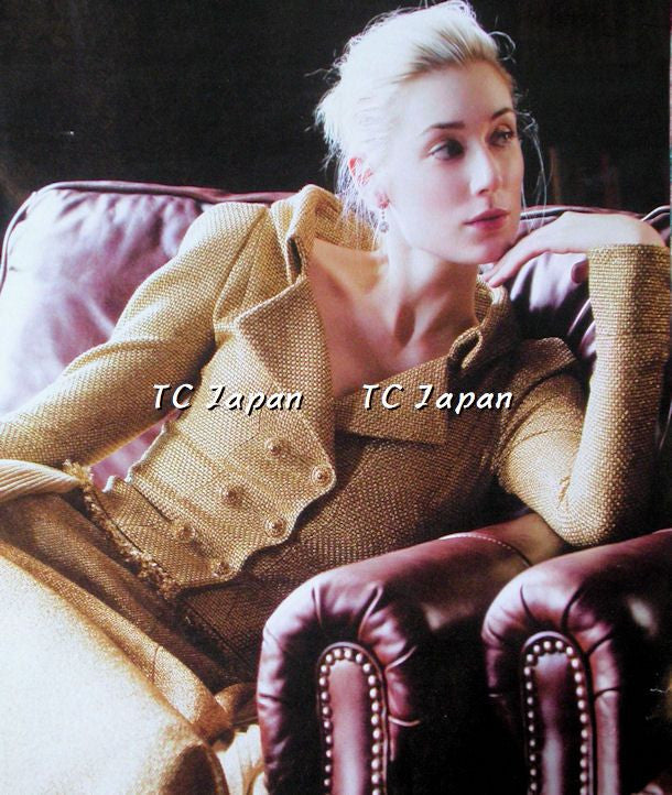 CHANEL 13C Gold Tone Boucle Fringed Tweed Jacket 38 40 シャネル ゴールド・ツイード・ジャケット - シャネル TC JAPAN