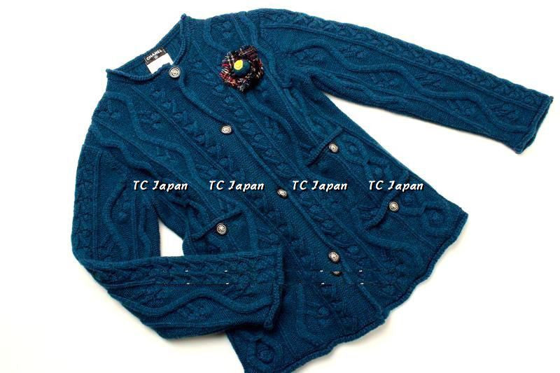 CHANEL 13PF Wine Red Navy Cashmere Cardigan 36 38 40 シャネル ワインレッド・ネイビー・カシミア・カーディガン - シャネル TC JAPAN