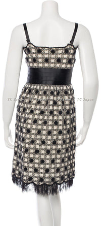 CHANEL 06A 100% Cashmere black ivory Jacket Dress 38 シャネル チェック・ジャケット - シャネル TC JAPAN