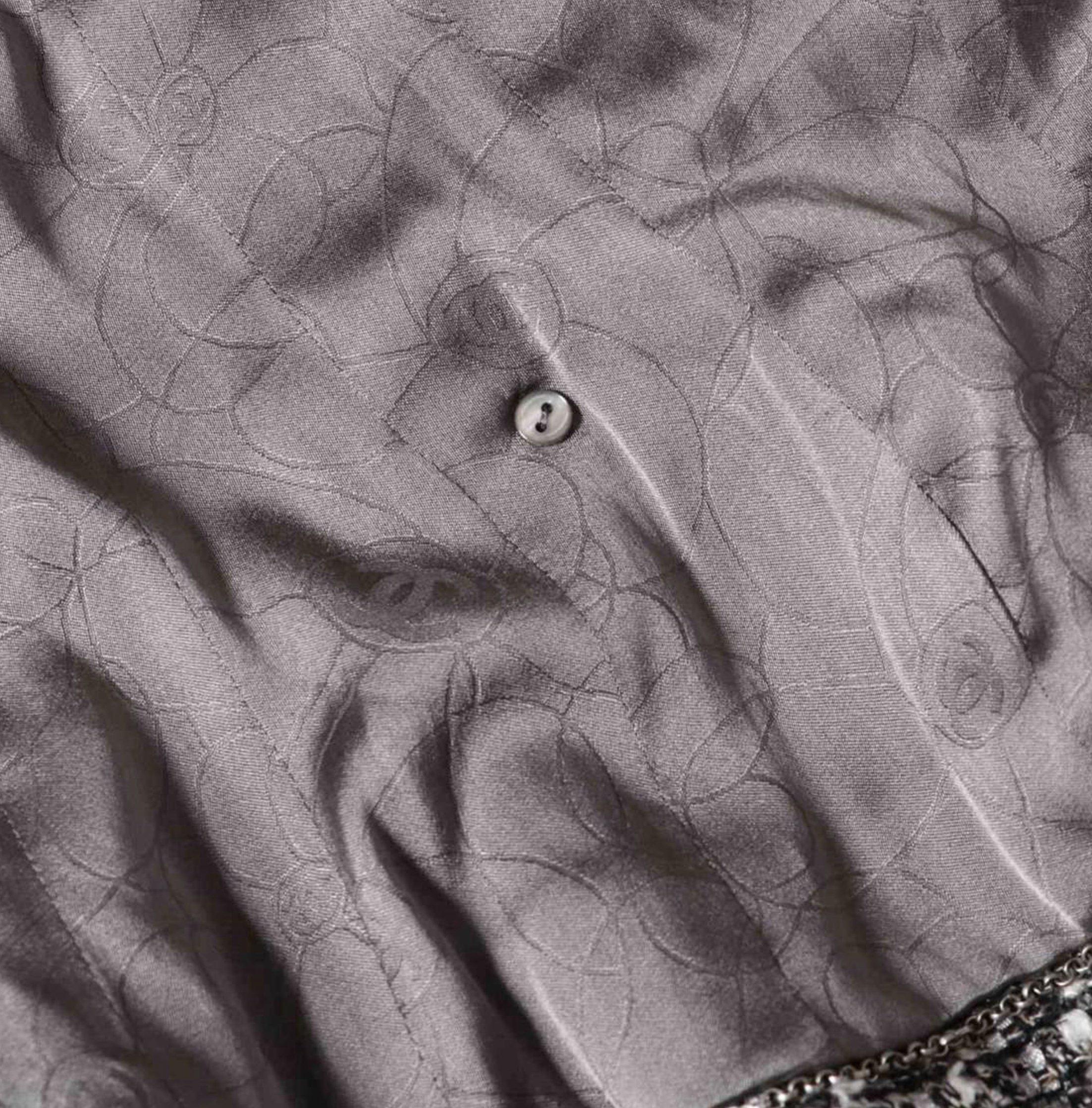 CHANEL 06S Grey Silver Metallic trim Jacket 44 46 シャネル グレー・シルバー・メタリック トリム・ジャケット