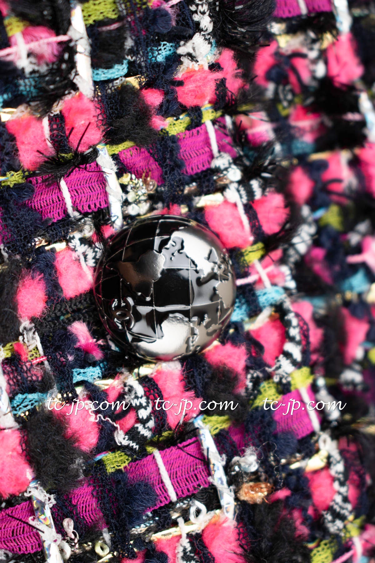 シャネル ジャケット コート CHANEL ルサージュ ピンク ブラック