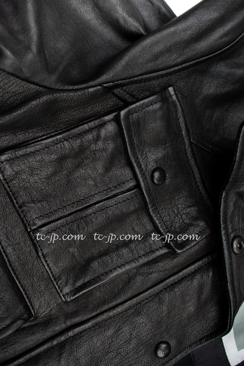 CHANEL 07A Black Leather Jacket Coat 34 36 38 シャネル ブラック レザー ジッパー ジャケット 即発