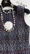 CHANEL 17PS Black Navy Multicolor Cotton Dress 34 シャネル ブラック ネイビー マルチカラー コットン ワンピース キャサリン妃 即発
