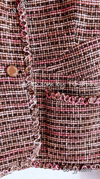 CHANEL 03S Brown Pink Tweed Jacket 38 シャネル ブラウン・ピンク・ツイード・ジャケット 即発