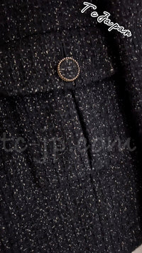 CHANEL 16A Black Metallic Zipper Tweed Jacket 38 シャネル ブラック・メタリック・ジッパー・ツイード・ジャケット