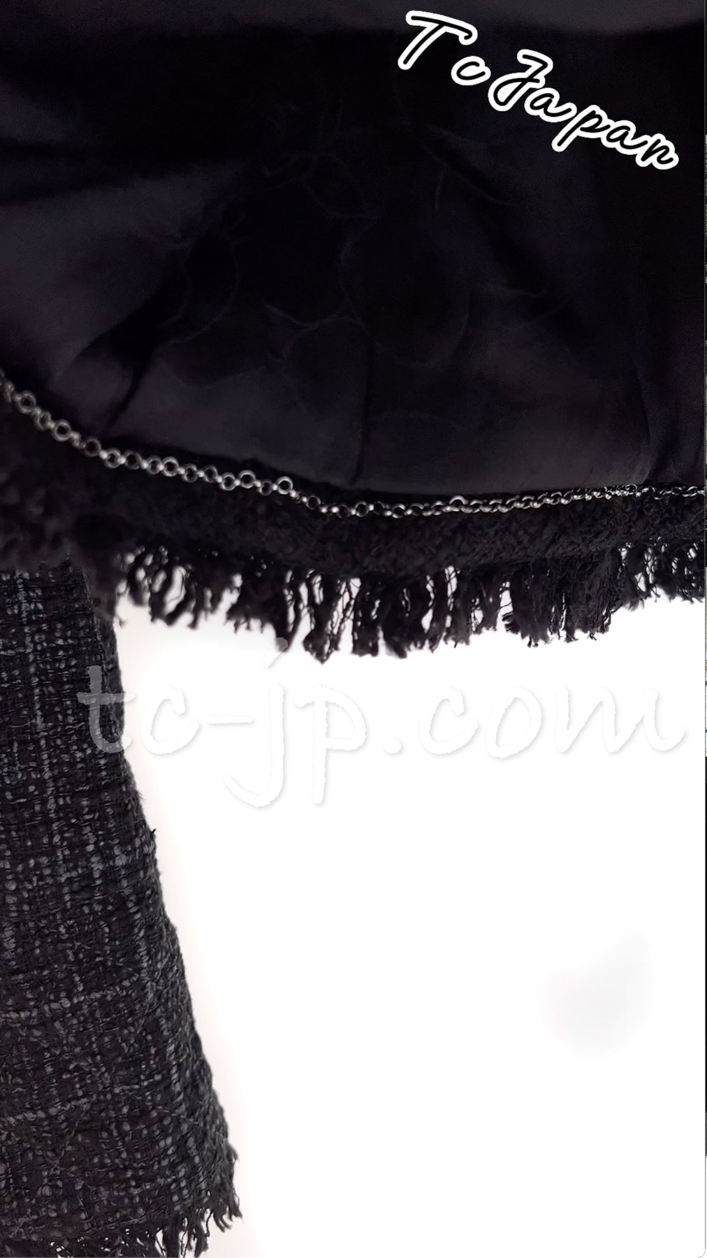 CHANEL 05PF Black Fringe Trim Tweed Jacket 38 40 シャネル ブラック・フリンジトリム・ツイード・ジャケット 即発