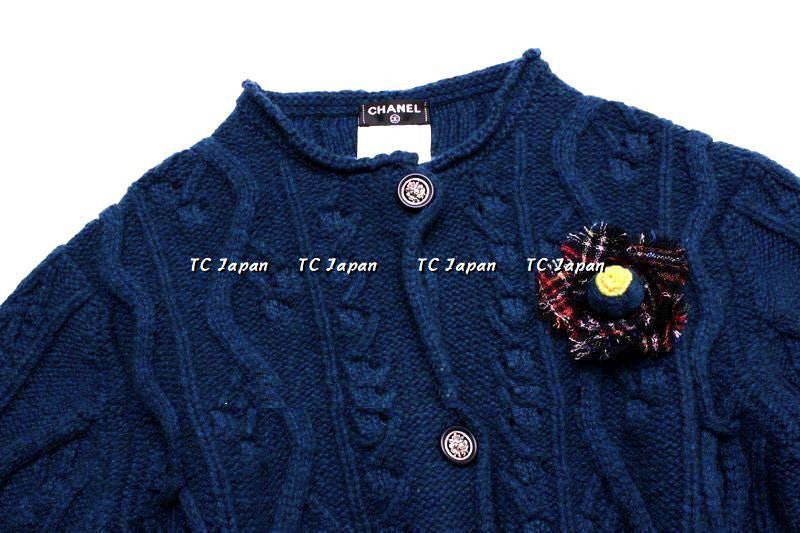 CHANEL 13PF Wine Red Navy Cashmere Cardigan 36 38 40 シャネル ワインレッド・ネイビー・カシミア・カーディガン - シャネル TC JAPAN