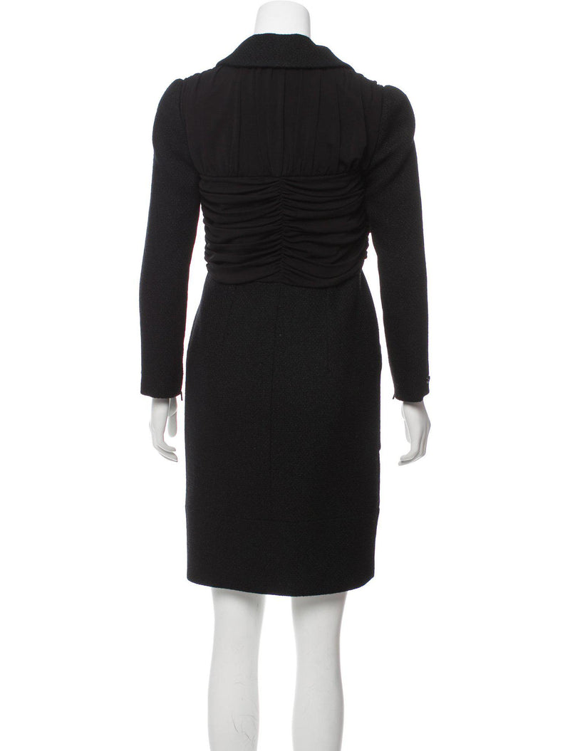 CHANEL 16B Black Wool Coat Dress 38 シャネル 75万 ブラック・ウール・ドレープ・ドレス・コート 即発