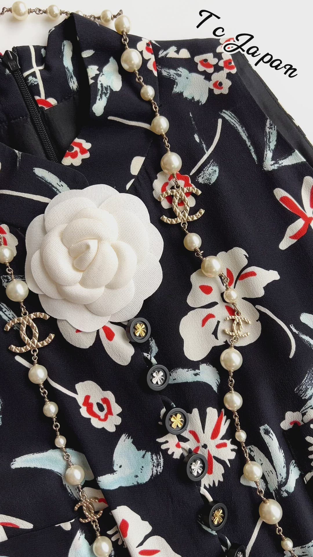 シャネル 花柄ノースリーブ ワンピース CHANEL 97S Black シャネル 花柄ノースリーブ ワンピース CHANEL 97S Black