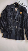 CHANEL 11A Black Floral Lesage Lace Silk Jacket 38 シャネル ブラック ルサージュ レース ビーズ サテン シルク ジャケット 即発