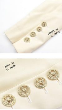 CHANEL 11C Ivory Cream Simple Wool  Jacket 38 シャネル アイボリー・ウール・シンプル・ジャケット 即発